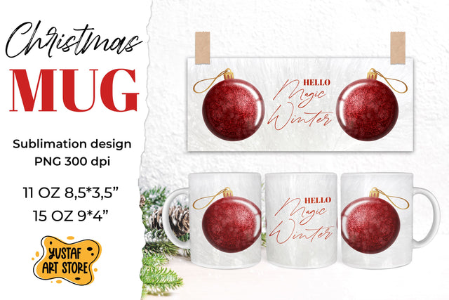 Cozy Christmas mug sublimation wrap "Hello magic winter" Sublimation Yustaf Art Store 