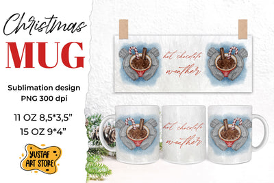 Cozy Christmas mug sublimation wrap "Hot chocolate weather" Sublimation Yustaf Art Store 
