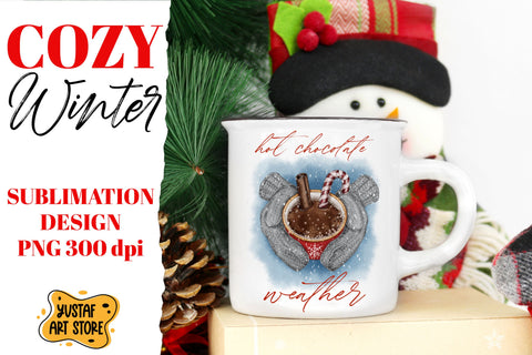 Cozy Christmas sublimation "Hot chocolate weather" design Sublimation Yustaf Art Store 