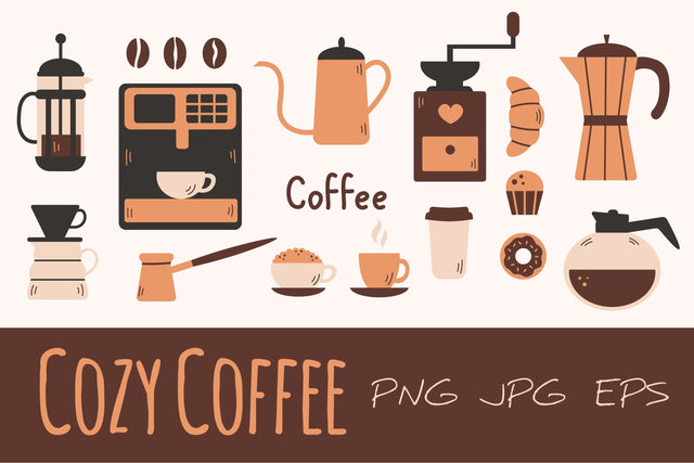 Cozy Coffee Clipart Sublimation Rin Green 