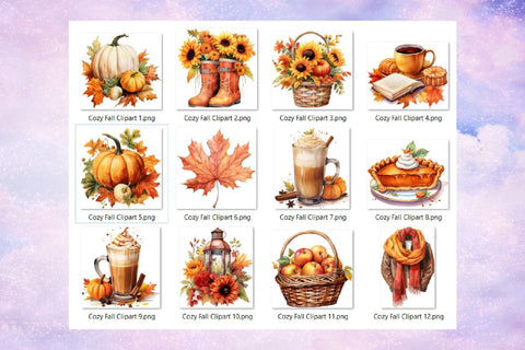 Cozy Fall Clipart Bundle, Autumn Sublimation Bundle Sublimation OrangeBrushStudio 