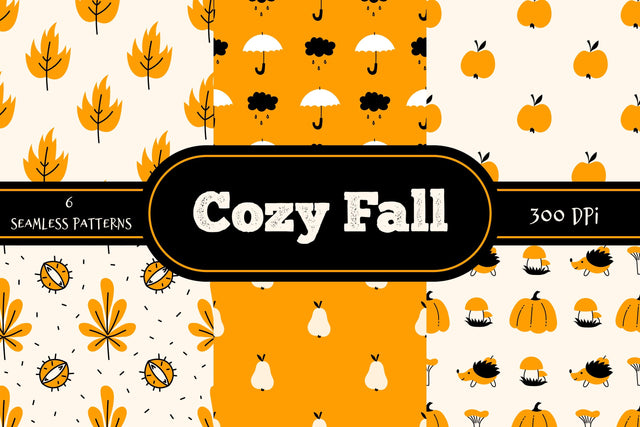 Cozy Fall Seamless Patterns Digital Pattern Rin Green 