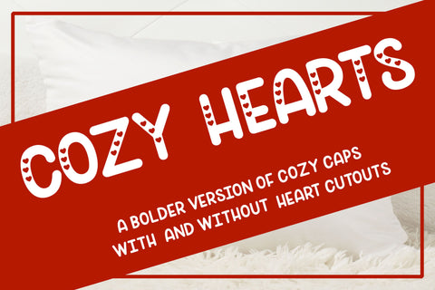 Cozy Hearts - A bolder version of my Cozy Caps font with and without hearts Font Stacy's Digital Designs 