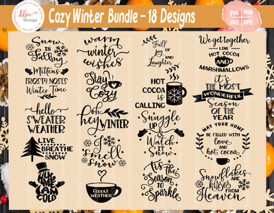 Cozy Winter Bundle - SVG, PNG, DXF, EPS SVG Elsie Loves Design 