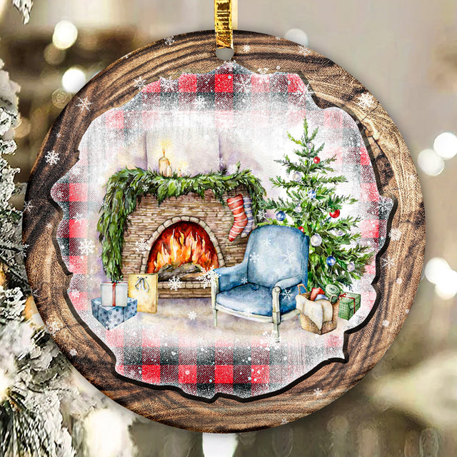 Cozy Winter Christmas Sublimation Designs Wood Slice Wall Hanger Png-Christmas Holiday Fireplace Ornament Template Download Sublimation CaldwellArt 