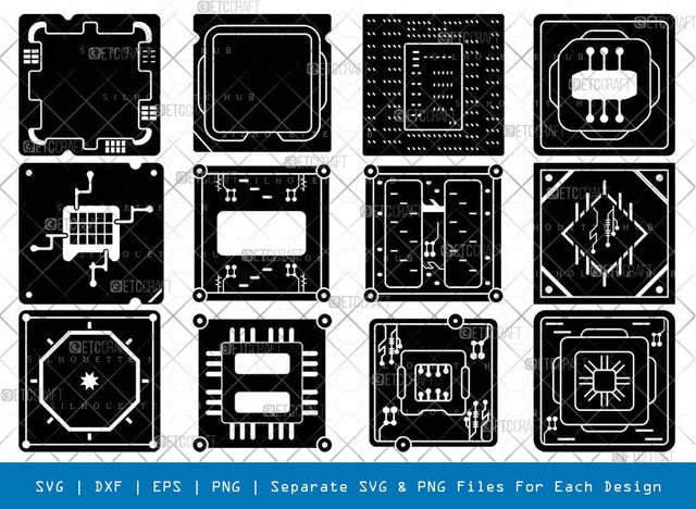 CPU Processor Silhouette, CPU Processor SVG, Memory Svg, Computer Svg, Electronic Chip Svg, Computer Parts Svg, CPU Processor Bundle, SB00936 SVG ETC Craft 