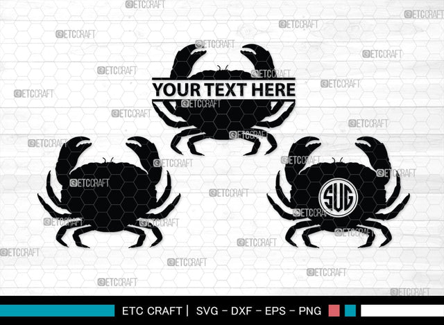 Crab Monogram, Crab Silhouette, Crab SVG, Ocean Crab Svg, Maryland Crab Svg, Crab Legs Svg, SB00244 SVG ETC Craft 