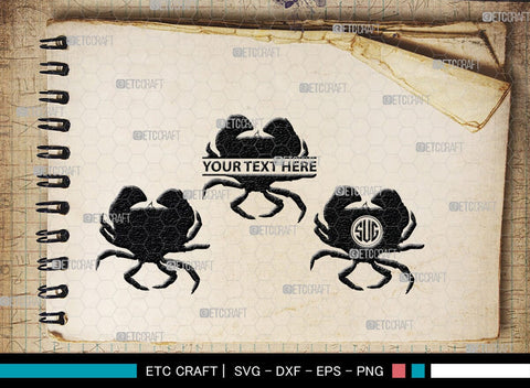 Crab Monogram, Crab Silhouette, Crab SVG, Ocean Crab Svg, Maryland Crab Svg, Crab Legs Svg, SB00244 SVG ETC Craft 
