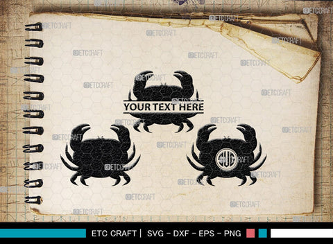 Crab Monogram, Crab Silhouette, Crab SVG, Ocean Crab Svg, Maryland Crab Svg, Crab Legs Svg, SB00244 SVG ETC Craft 