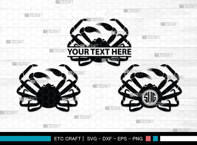 Crab Monogram, Crab Silhouette, Crab SVG, Ocean Crab Svg, Maryland Crab Svg, Crab Legs Svg, SB00244 SVG ETC Craft 