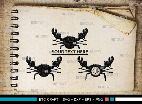 Crab Monogram, Crab Silhouette, Crab SVG, Ocean Crab Svg, Maryland Crab Svg, Crab Legs Svg, SB00244 SVG ETC Craft 