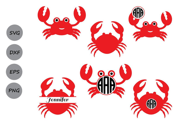 Crab Monogram| Sea Animals SVG Cut Files SVG CosmosFineArt 