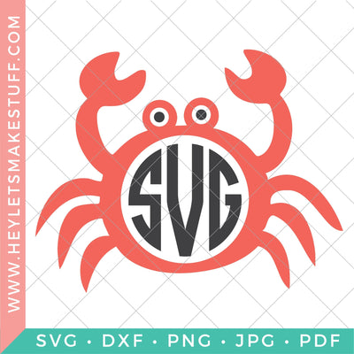 Crab Monogram SVG Hey Let's Make Stuff 