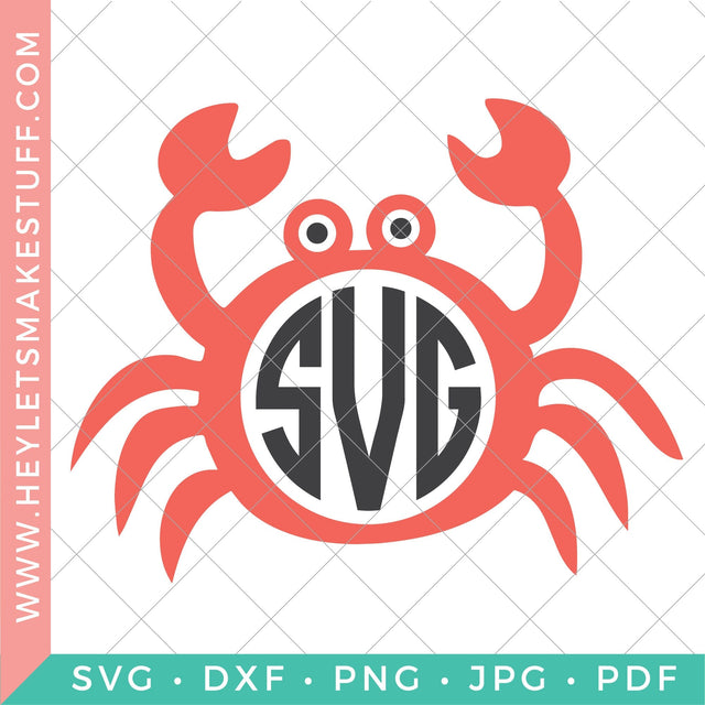 Crab Monogram SVG Hey Let's Make Stuff 