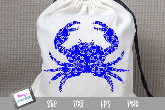 Crab SVG - Crab with floral mandala pattern SVG Stacy's Digital Designs 