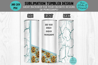 Crackle and Sunflower Design for Sublimation Tumblers Sublimation You Make It Personal 
