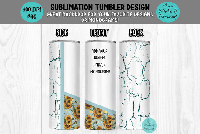 Crackle and Sunflower Design for Sublimation Tumblers Sublimation You Make It Personal 