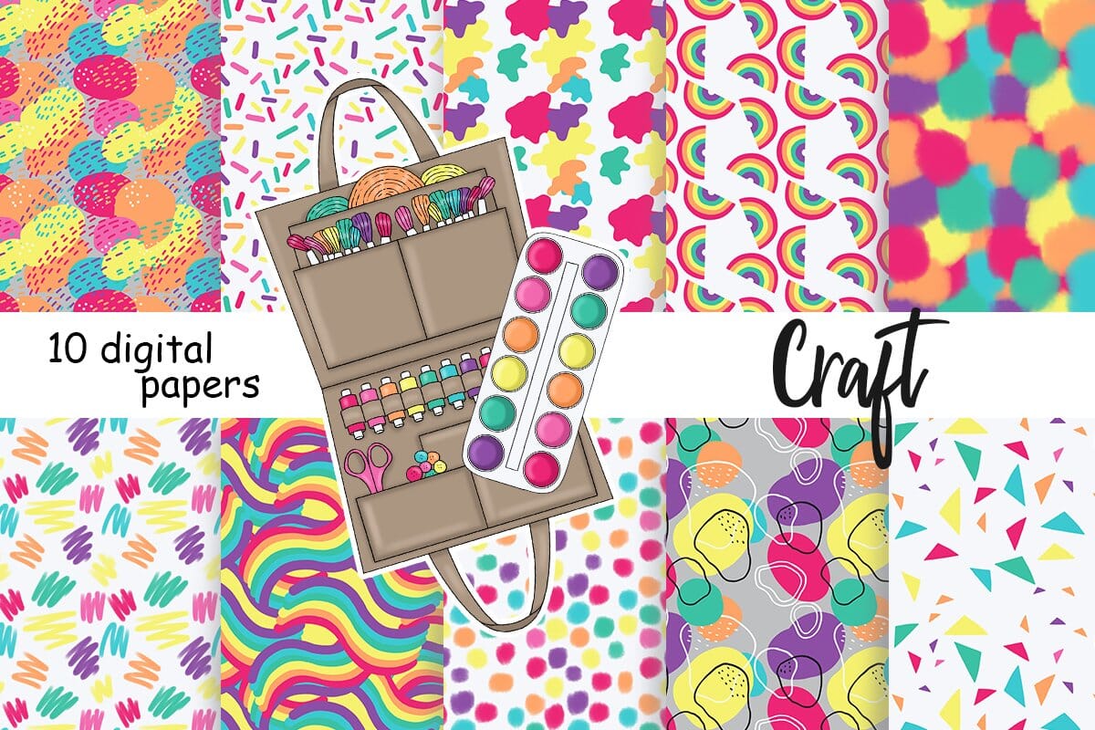 Craft Digital Paper Set  Confetti Seamless Paper - So Fontsy