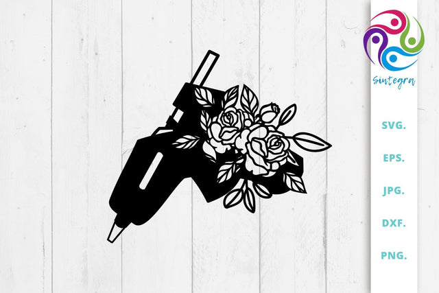 Craft Glue Gun with Flowers Svg File SVG Sintegra 