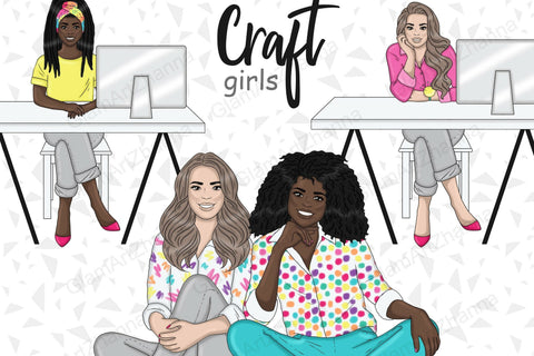 Crafter Girl Clipart Bundle | Craft Woman Illustration SVG GlamArtZhanna 