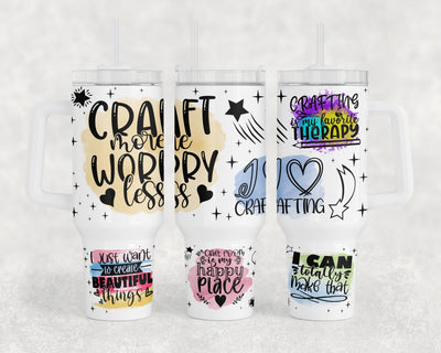 Crafting Quotes 40oz Tumbler Wrap, Crafter 40oz Quencher Tumbler Sublimation Design, I Can Totally Make That Tumbler PNG File Sublimation HappyDesignStudio 