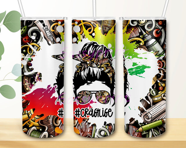 CraftLife Sublimation Designs Downloads, Messy Bun Mom Skinny Tumbler PNG, 20oz Skinny Tumbler Design Sublimation sassyprint 