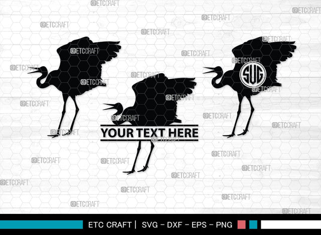 Crane Bird Monogram, Crane Bird Silhouette, Flying Bird SVG, Sitting Bird Svg, Bird Svg, Crane Flying Svg, SB00245 SVG ETC Craft 