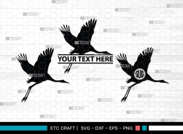 Crane Bird Monogram, Crane Bird Silhouette, Flying Bird SVG, Sitting Bird Svg, Bird Svg, Crane Flying Svg, SB00245 SVG ETC Craft 