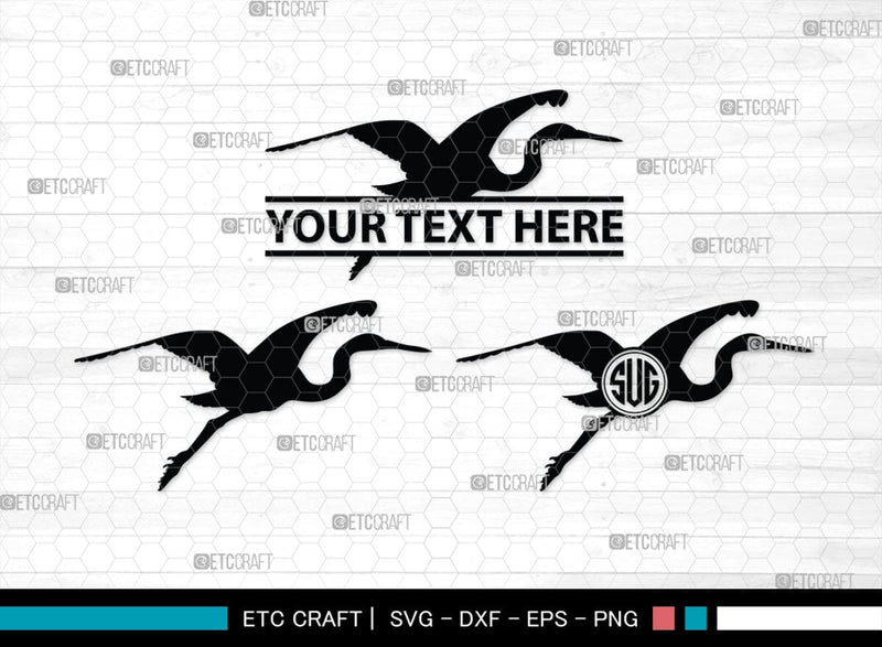Bird Monogram Crane Bird Monogram, Crane Bird Silhouette, Flying Bird SVG, Sitting ...