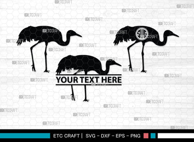 Crane Bird Monogram, Crane Bird Silhouette, Flying Bird SVG, Sitting Bird Svg, Bird Svg, Crane Flying Svg, SB00245 SVG ETC Craft 