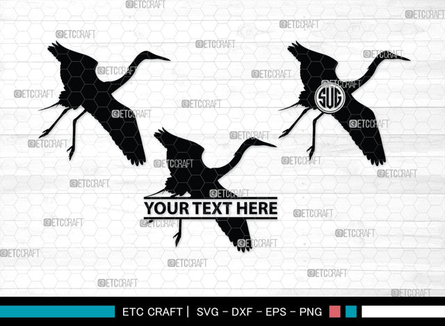 Crane Bird Monogram, Crane Bird Silhouette, Flying Bird SVG, Sitting Bird Svg, Bird Svg, Crane Flying Svg, SB00245 SVG ETC Craft 
