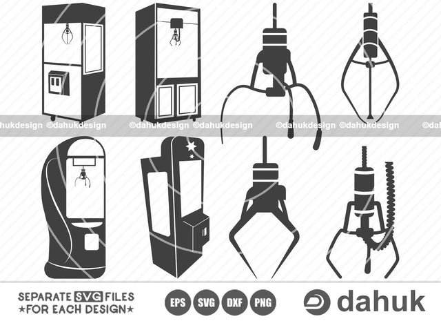 Crane Claw Machine SVG, Prize, Arcade Clipart, Cut file for silhouette, svg, eps, dxf, png, clipart cricut design space, vinyl cut files SVG dahukdesign 
