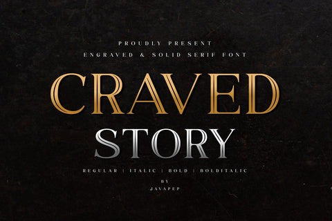 Craved Story - Engraved & Solid Serif Font Javapep 