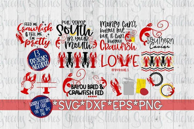 Crawfish Bundle SVG DXF EPS PNG SVG Greedy Stitches 