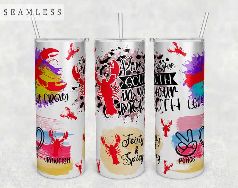 Crawfish Quotes Tumbler Wrap, 20 Oz Skinny Tumbler Crawfish Sayings Sublimation Design, Seamless Crawfish Tumbler PNG Sublimation HappyDesignStudio 