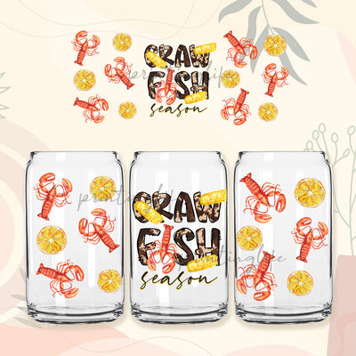 Crawfish Season Glass Can Wrap, Crawfish Digital Download Sublimation Design, Crawfish Season 16oz Template, Seafood Lover glass can Sublimation PrintingLife 