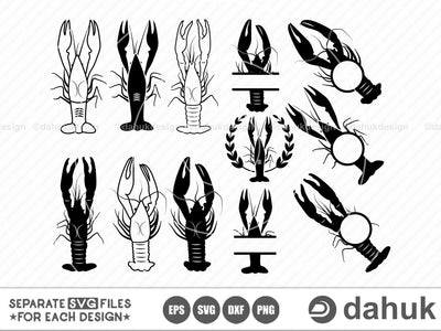 Crawfish SVG, Crawfish Clipart, Crayfish svg, Cut file, for silhouette, svg, eps, dxf, png, clipart, cricut design space SVG dahukdesign 