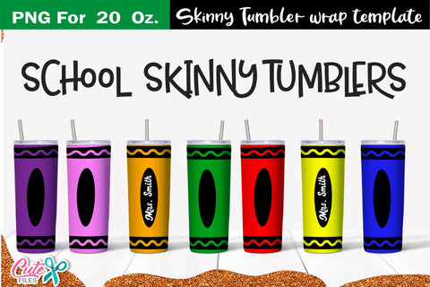 Skinny Tumbler Sublimation Design - Glitter Crayon Tumblers