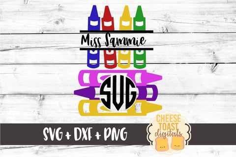 Crayon Monogram Frames - School SVG Files SVG Cheese Toast Digitals 