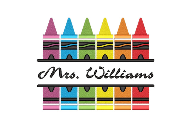 Crayon Split Monogram Embroidery Design, Back to School Embroidery File, 3 sizes Embroidery/Applique DESIGNS Nino Nadaraia 