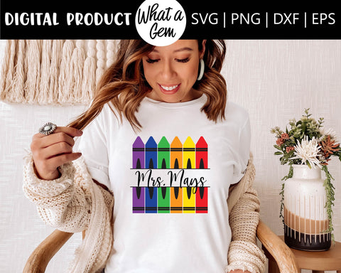 Crayon Split Monogram SVG | Crayon svg | Back to School svg | Teacher svg | School svg | Teacher Gift | Teacher Shirt svg | Kindergarten svg SVG What A Gem SVG 