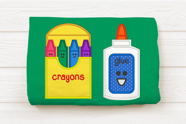 Crayons and Glue School Applique Embroidery Set Embroidery/Applique DESIGNS Designed by Geeks 