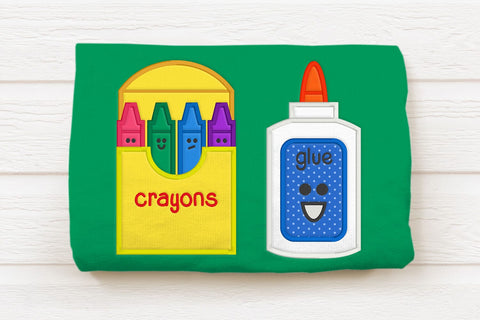Crayons and Glue School Applique Embroidery Set Embroidery/Applique DESIGNS Designed by Geeks 