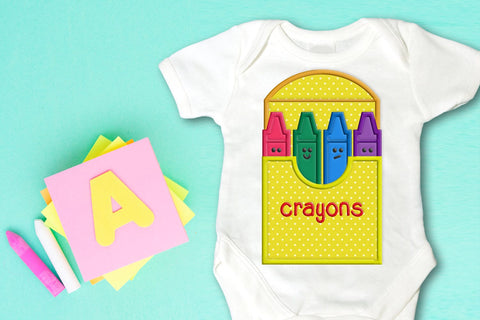 Crayons and Glue School Applique Embroidery Set Embroidery/Applique DESIGNS Designed by Geeks 