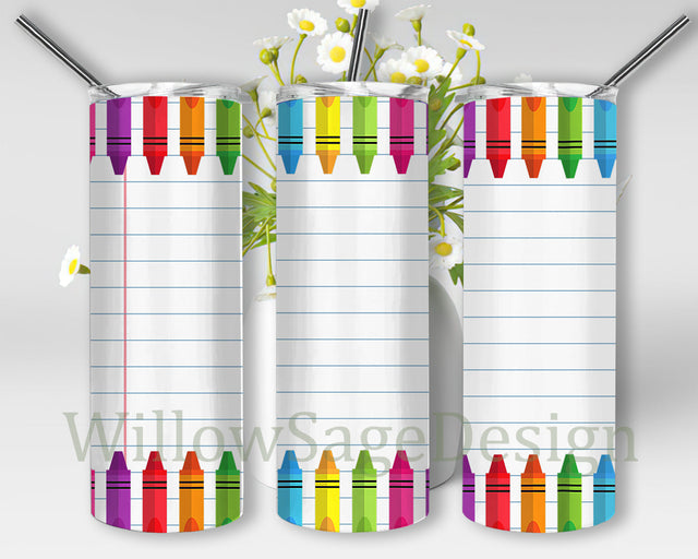 Crayons and Paper 20oz Full Tumbler Wrap, Teacher Crayons Tumbler Png, Back to School, Teacher Life Tumbler, Teacher Sublimation Design, Instant Download Sublimation WillowSageDesign 