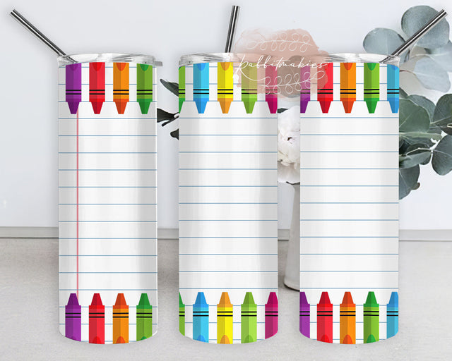 Crayons and Paper Tumbler Wrap, Teacher 20oz Skinny Tumbler, Teacher Life Tumbler Png, Teacher Sublimation Design, Instant Download Sublimation Rabbitmakies 