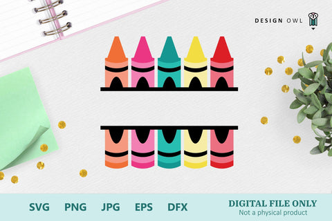 Crayons monogram frame SVG Design Owl 