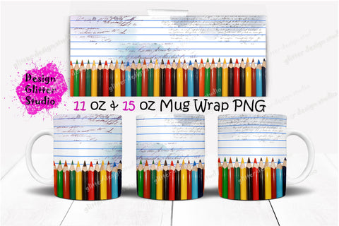 Crayons Pen & Tumbler Wrap sublimation design SVG ArtStudio 