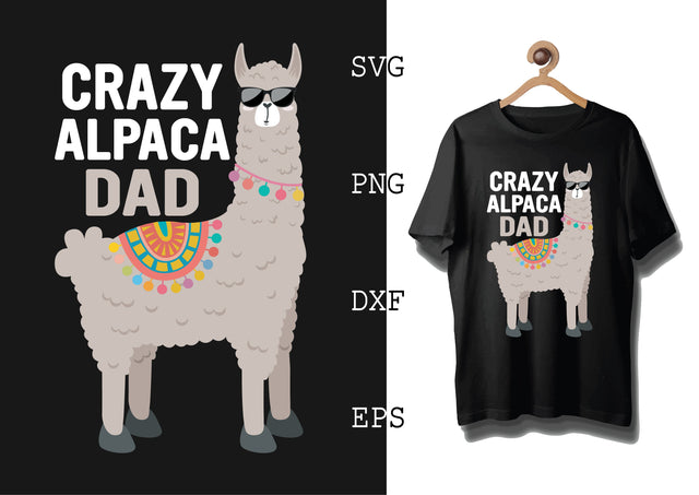 Crazy Alpaca Dad Svg, Alpaca Svg, Cute Llama Svg, Girl Llama, Svg SVG DesignTShirt 