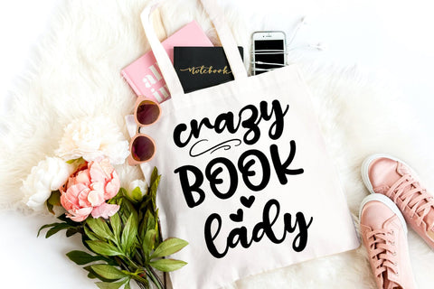 Crazy Book Lady SVG I Book Lovers SVG I Reading SVG I Books SVG SVG Happy Printables Club 